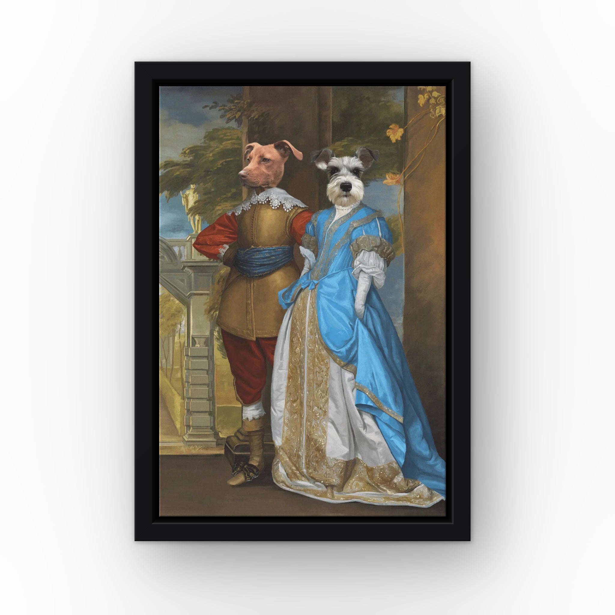Fancy Date custom pet canvas in a black floating frame