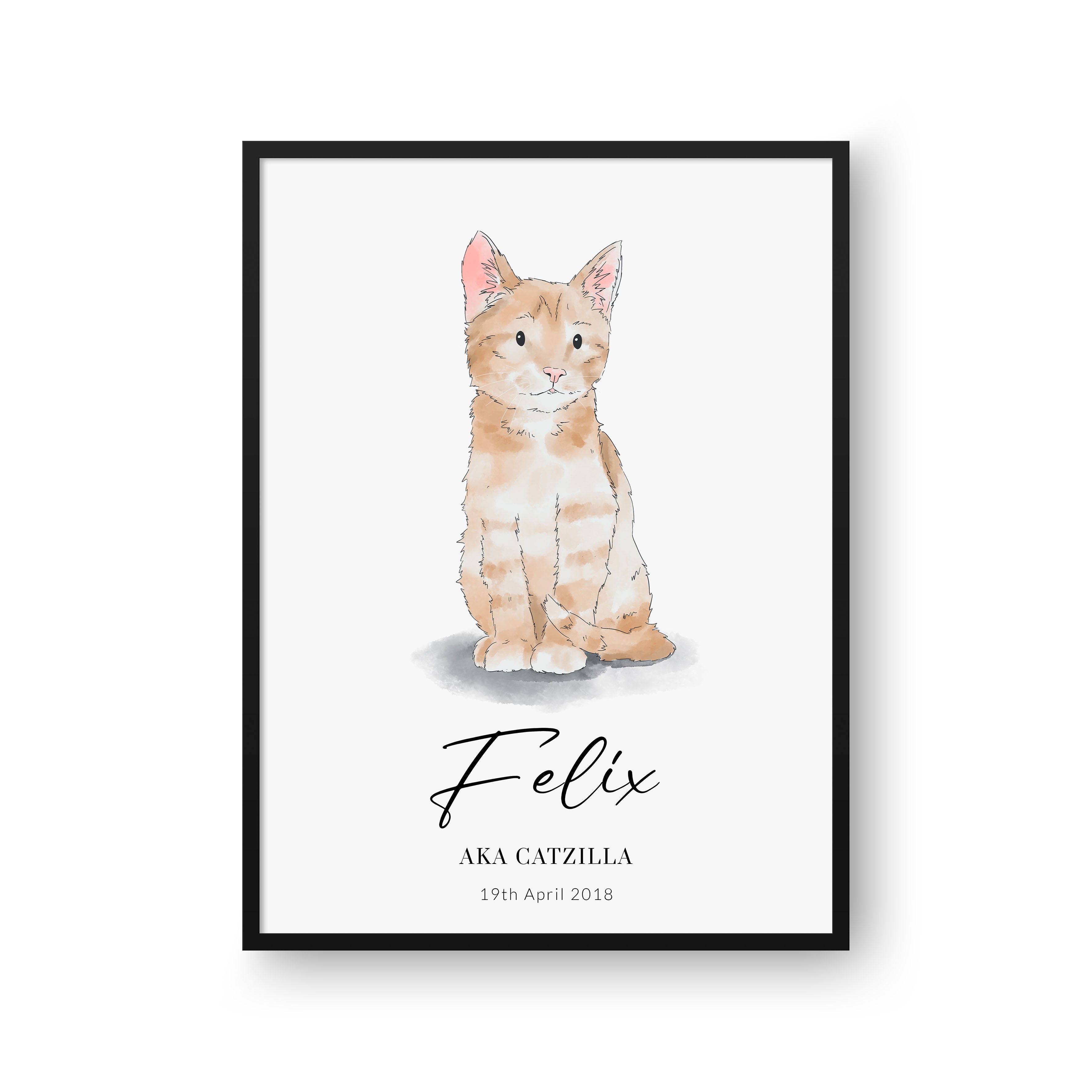 Hand Drawn Pet Portrait - One Pet