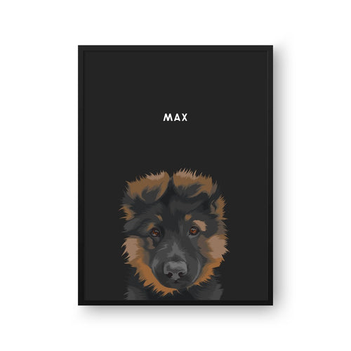 Crown and Paw - Framed Poster Modern Pet Portrait - One Pet 8" x 10" / Black / Charcoal