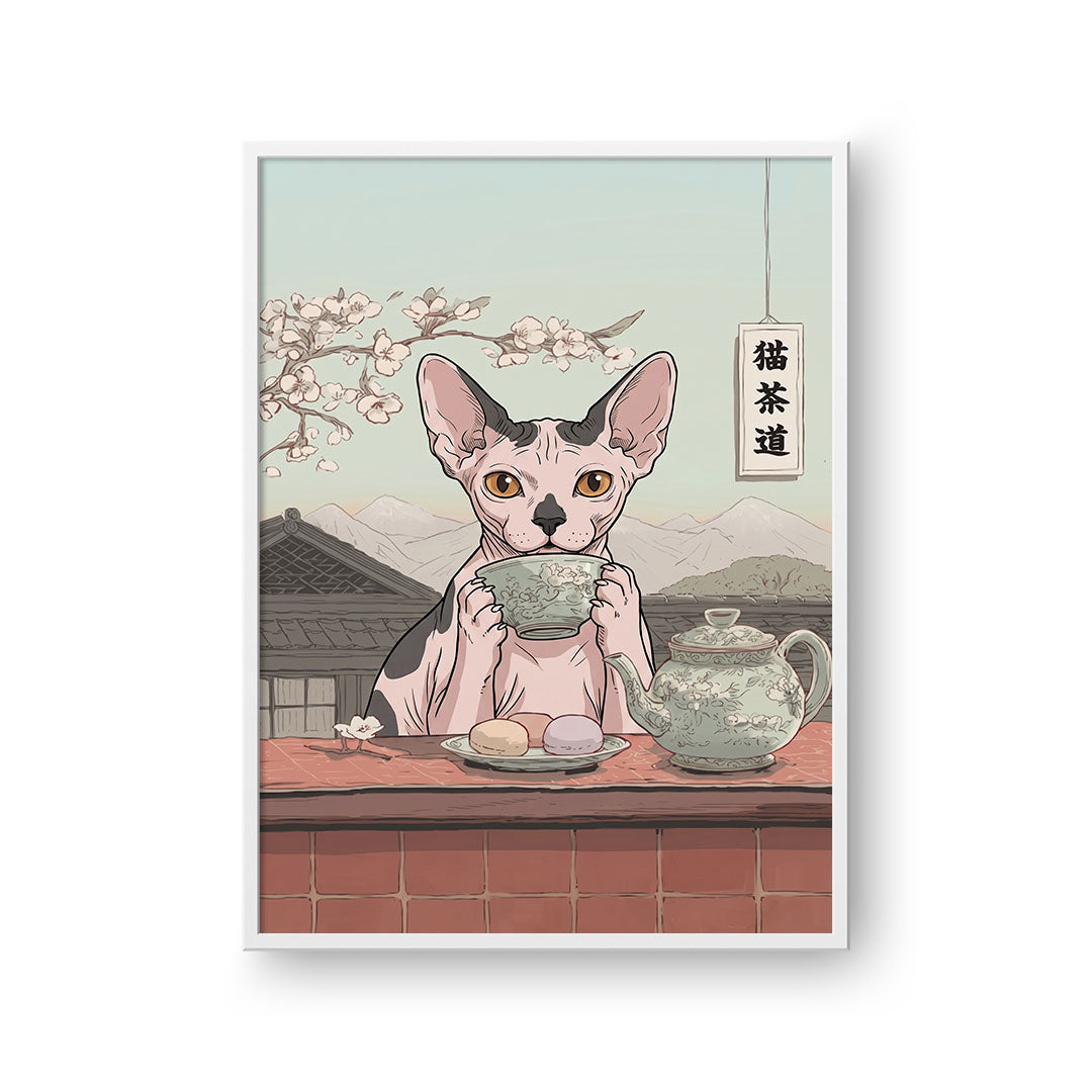 Drinking Tea Asian Style Pet Portrait