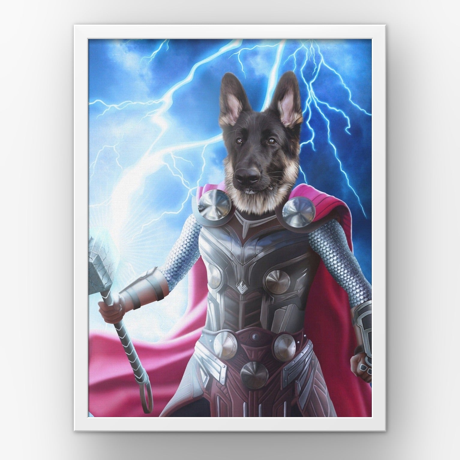 Goddess of Thunder custom pet poster in a white frame