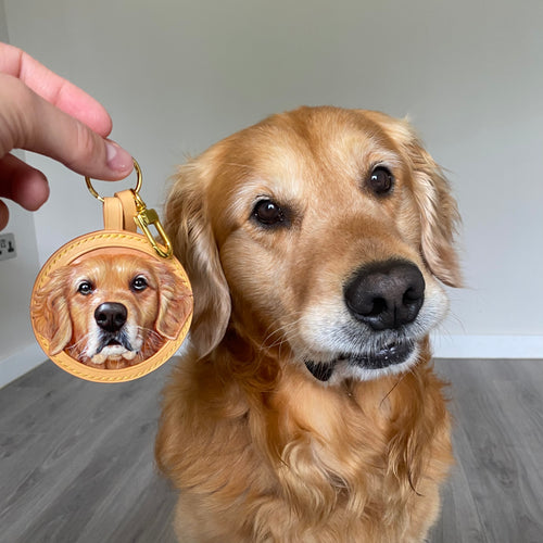 Handmade Leather Pet Face Keychain From Photos