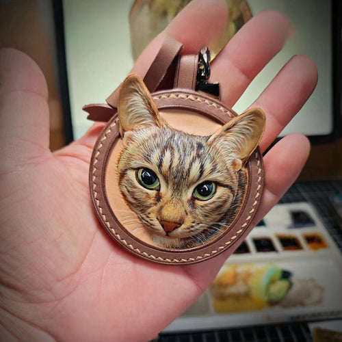 Handmade Leather Pet Face Keychain From Photos