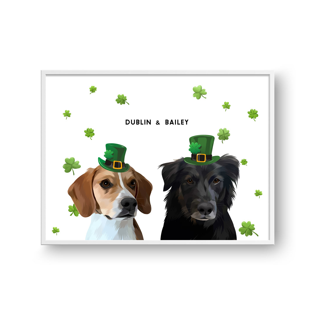 Saint Patrick's Day Pet Portrait - Two Pets