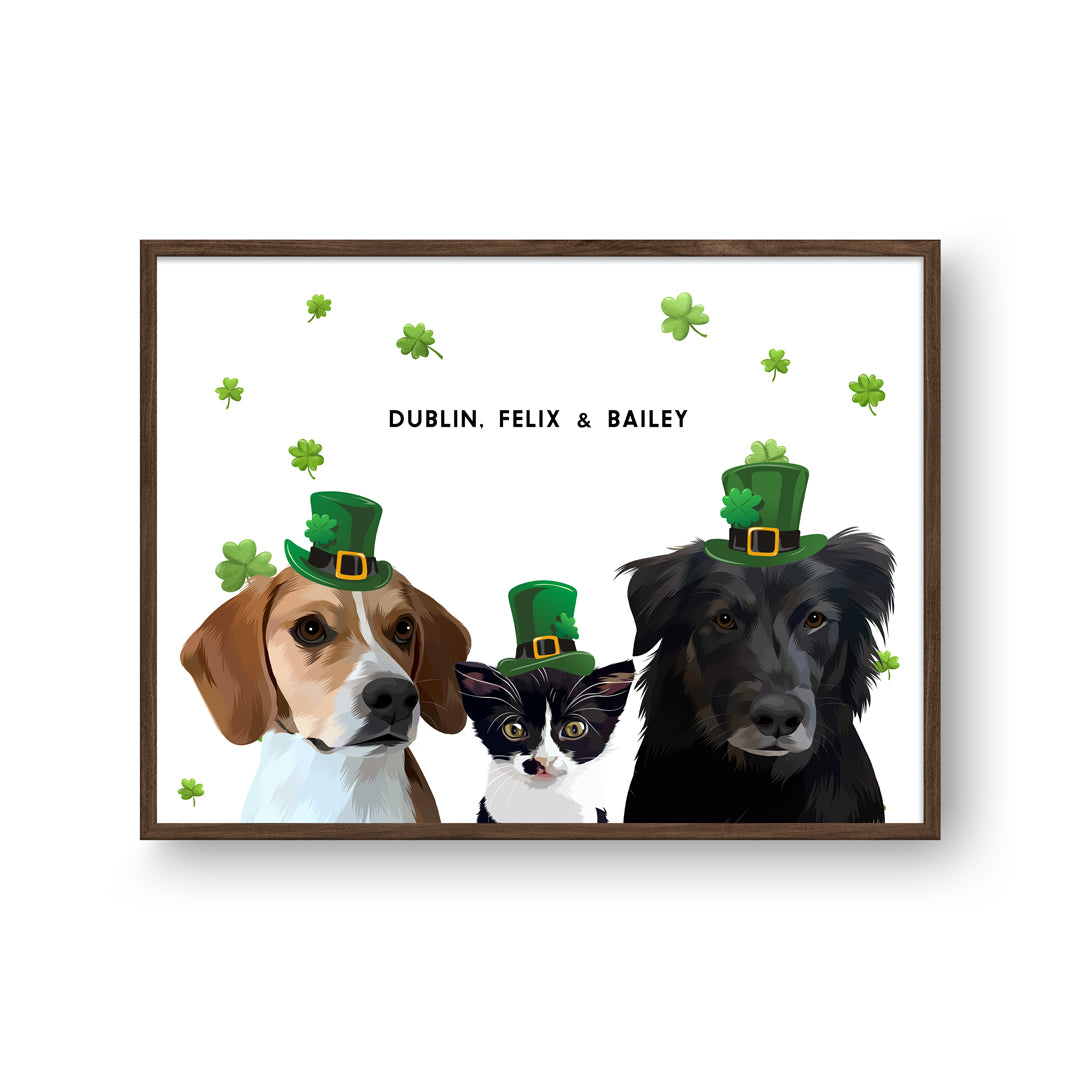 St. Patrick's Day Pet Portrait - Three Pets