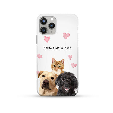 Valentines Pet Portrait Phone Case - Three Pets