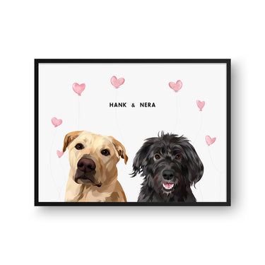 Valentines Pet Portrait - Two Pets