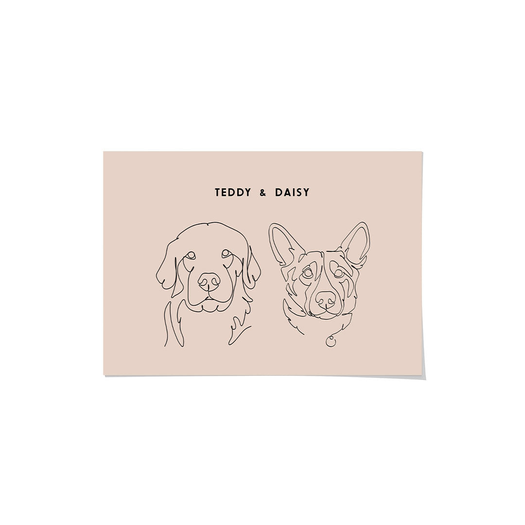 Line Art Pet Portrait - Two Pets