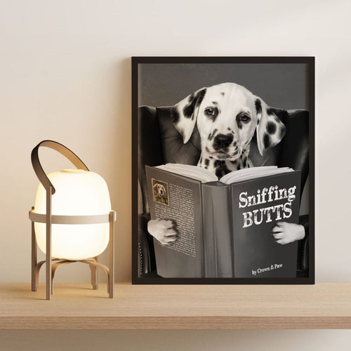 Crown and Paw - Framed Poster Custom Pet Reading a Book Portrait - Framed Poster