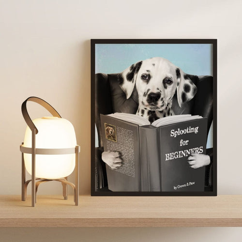 Crown and Paw - Framed Poster Custom Pet Reading a Book Portrait - Framed Poster