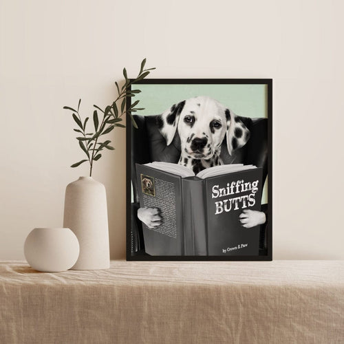 Crown and Paw - Framed Poster Custom Pet Reading a Book Portrait - Framed Poster