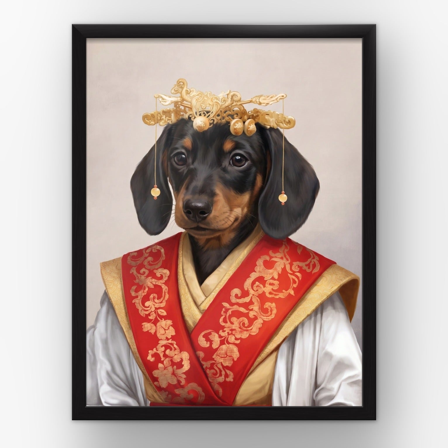 The Asian Empress custom pet poster in a black frame