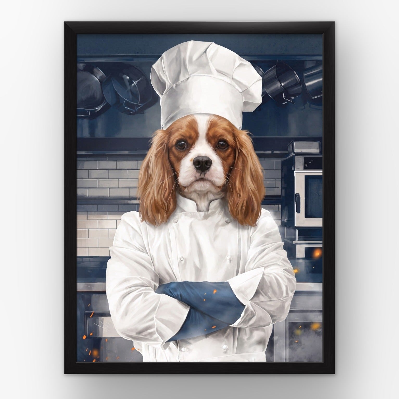 The Chef custom pet poster in a black frame