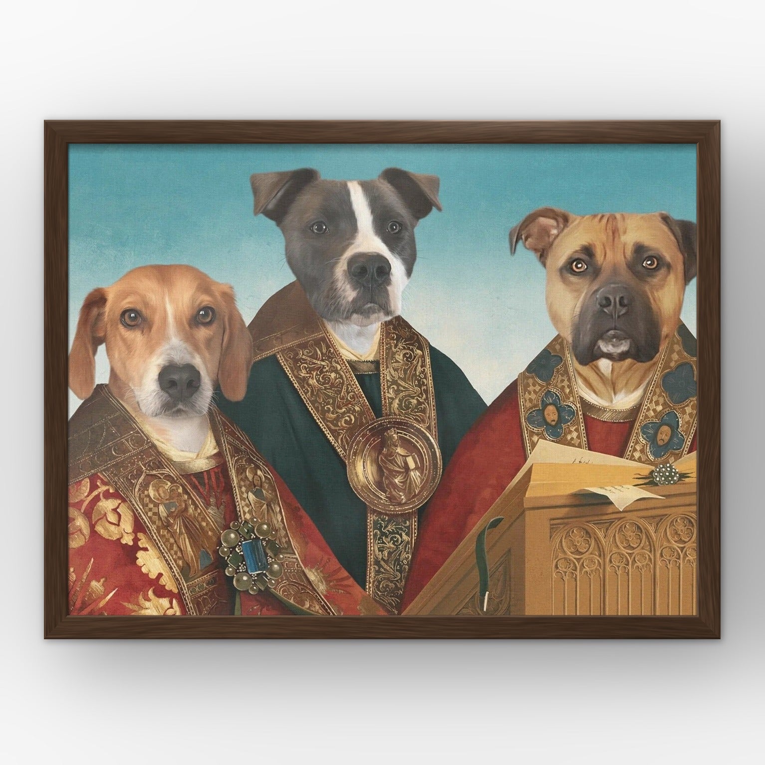 The Choir custom pet poster in a walnut frame
