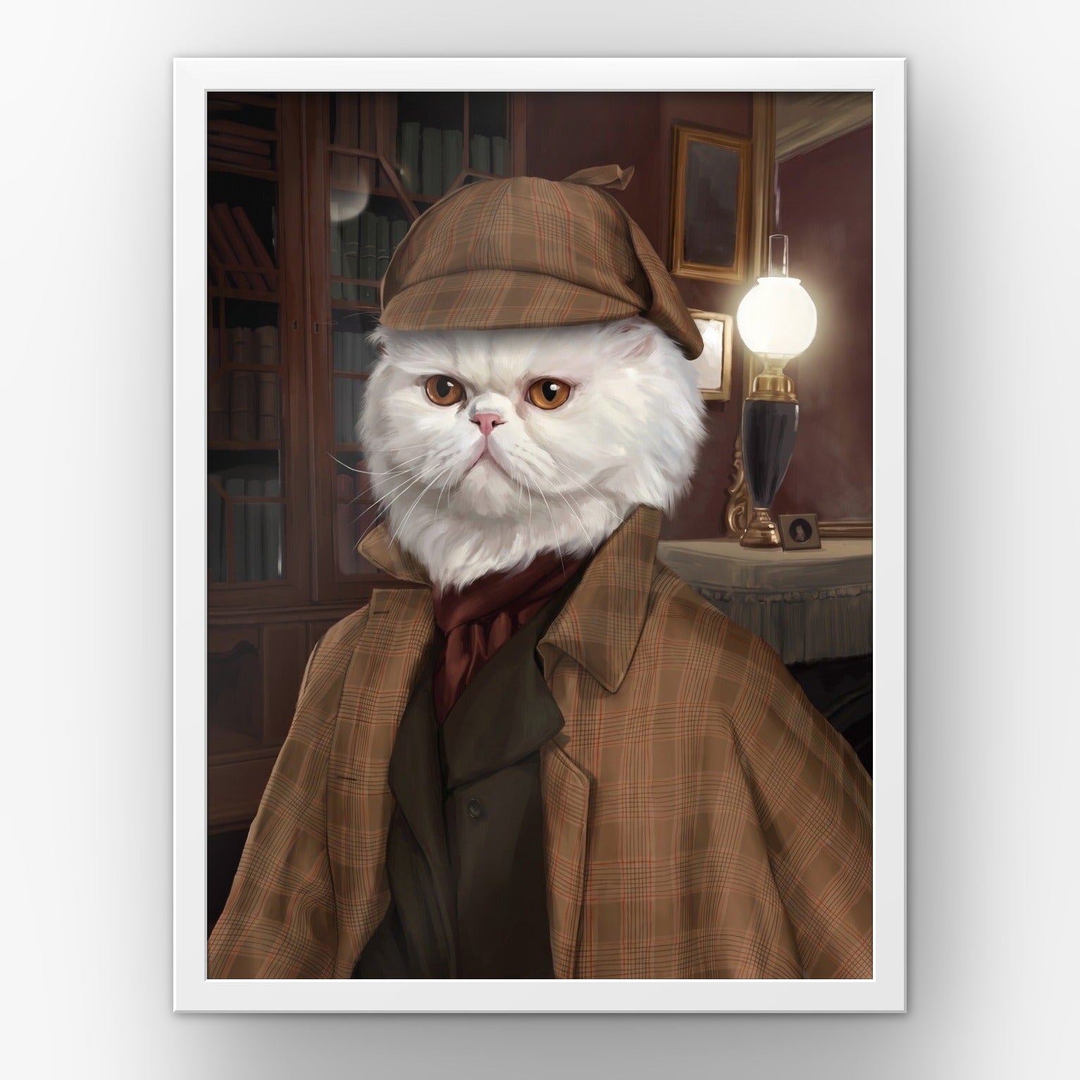 The Detective custom pet poster in a white frame