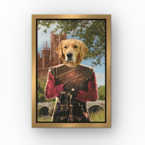 The Dragon Prince (Castle 1) custom pet canvas in a gold floating frame