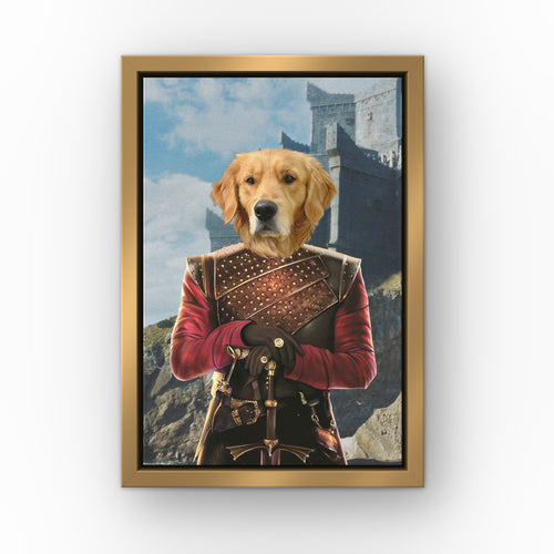 The Dragon Prince (Castle 2) custom pet canvas in a gold floating frame