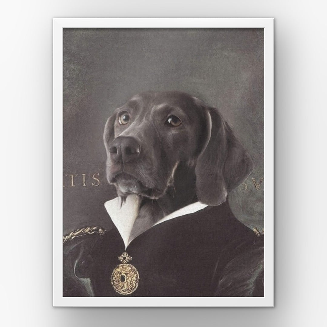 The Duchess custom pet poster in a white frame