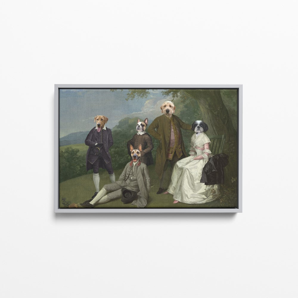 The Family Picnic (Five Pets) - Custom Pet Canvas