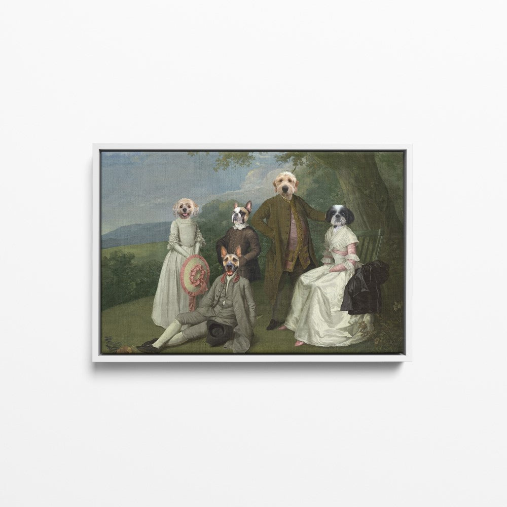 The Family Picnic (Five Pets) - Custom Pet Canvas