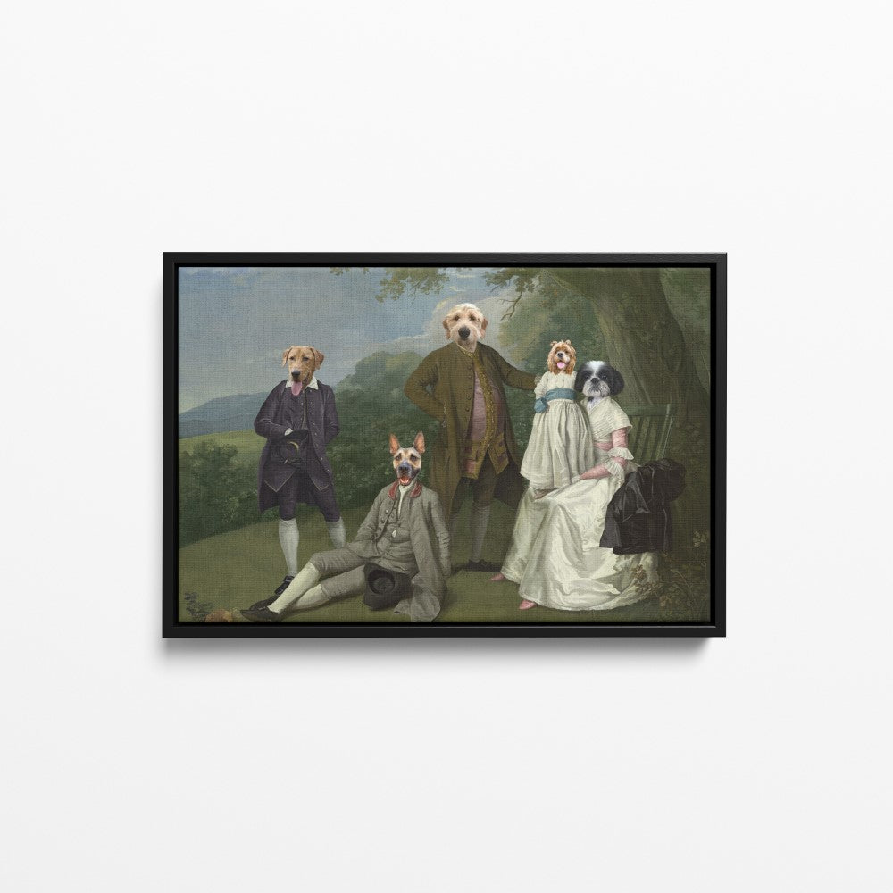 The Family Picnic (Five Pets) - Custom Pet Canvas