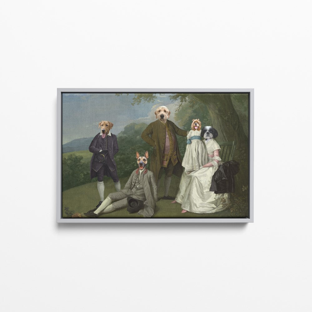 The Family Picnic (Five Pets) - Custom Pet Canvas