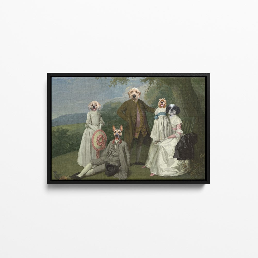 The Family Picnic (Five Pets) - Custom Pet Canvas