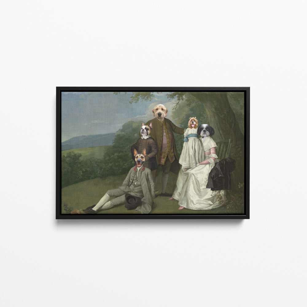 The Family Picnic (Five Pets) - Custom Pet Canvas