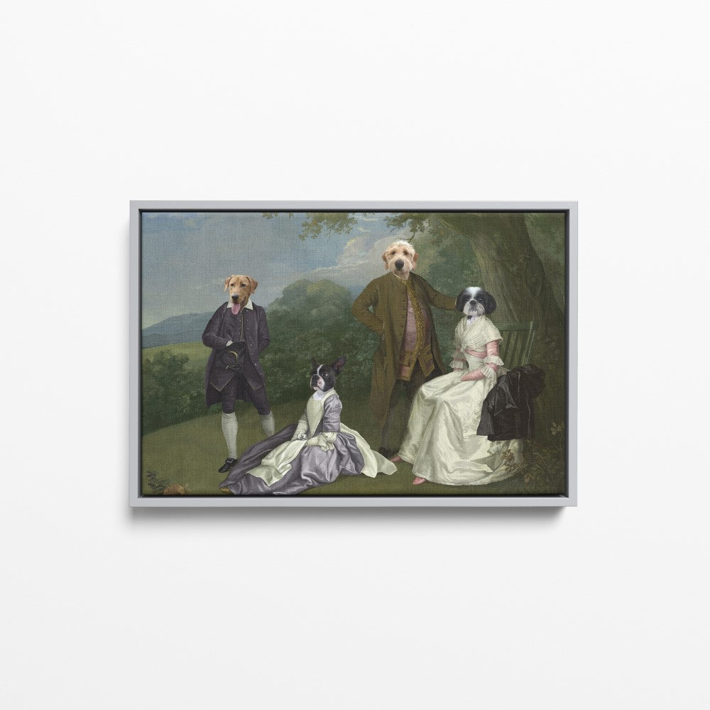 The Family Picnic (Four Pets) - Custom Pet Canvas