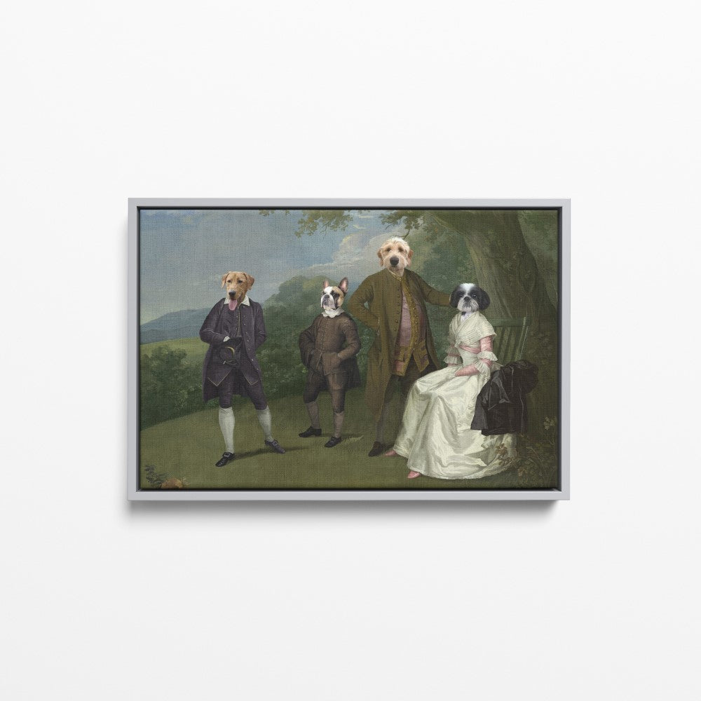 The Family Picnic (Four Pets) - Custom Pet Canvas