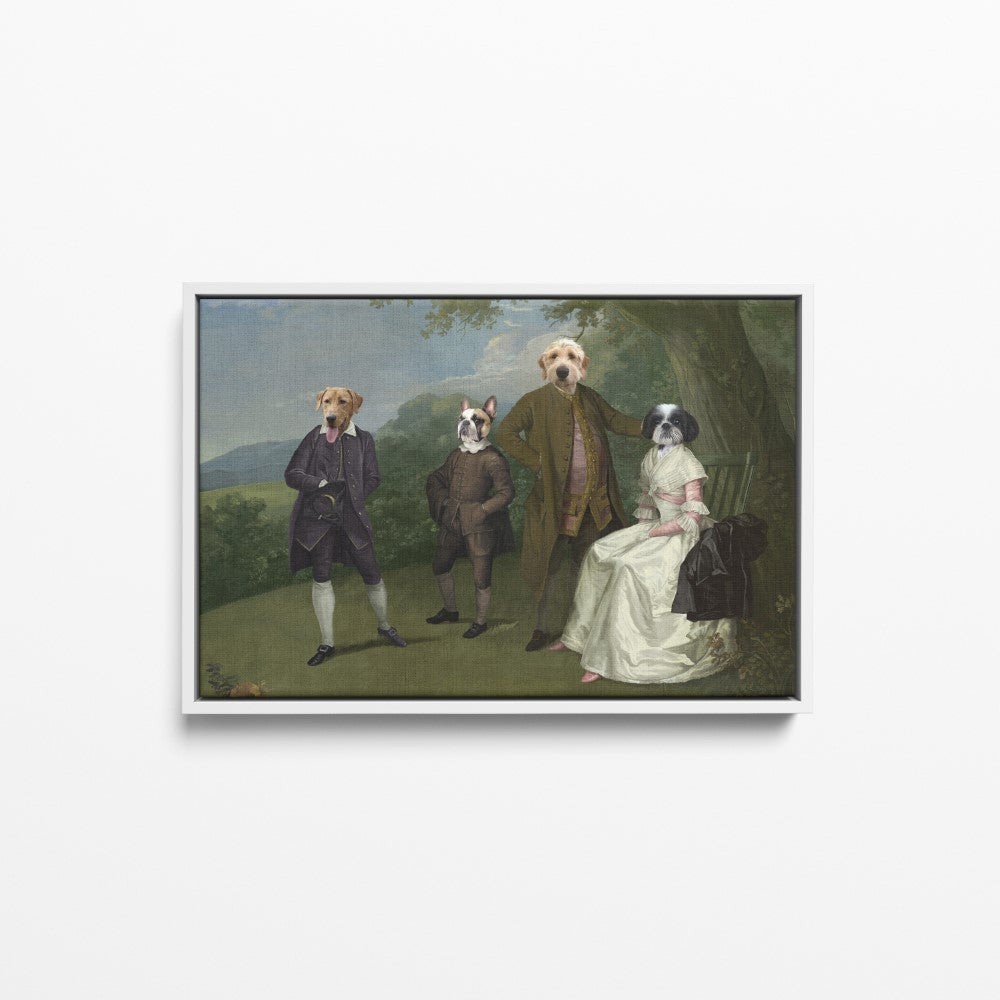 The Family Picnic (Four Pets) - Custom Pet Canvas