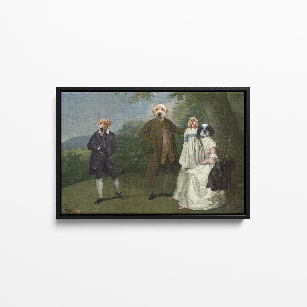 The Family Picnic (Four Pets) - Custom Pet Canvas