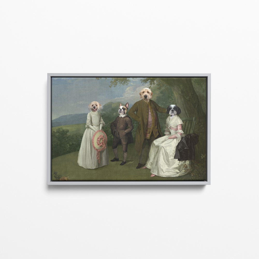 The Family Picnic (Four Pets) - Custom Pet Canvas