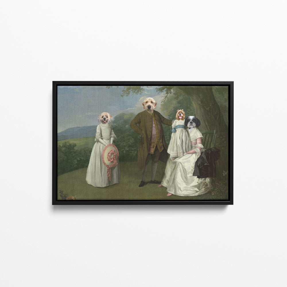 The Family Picnic (Four Pets) - Custom Pet Canvas