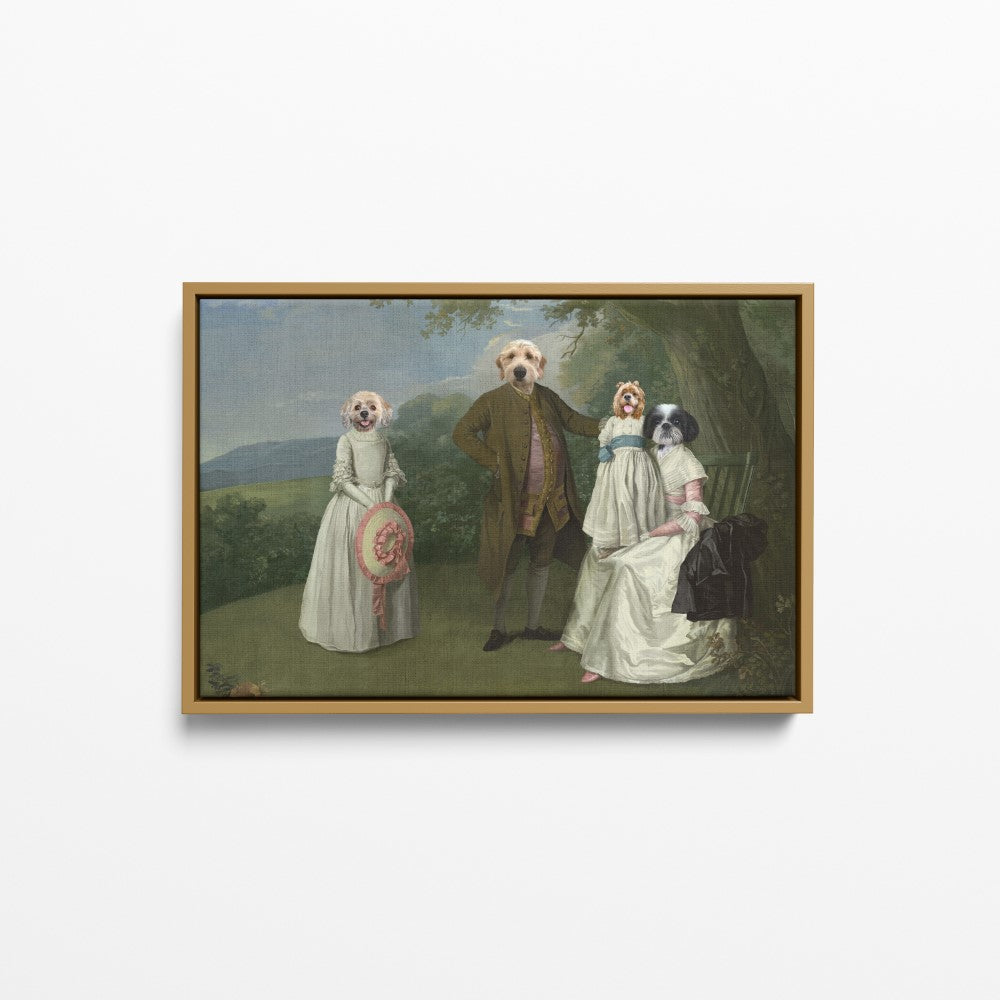 The Family Picnic (Four Pets) - Custom Pet Canvas