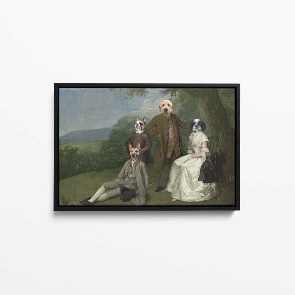 The Family Picnic (Four Pets) - Custom Pet Canvas