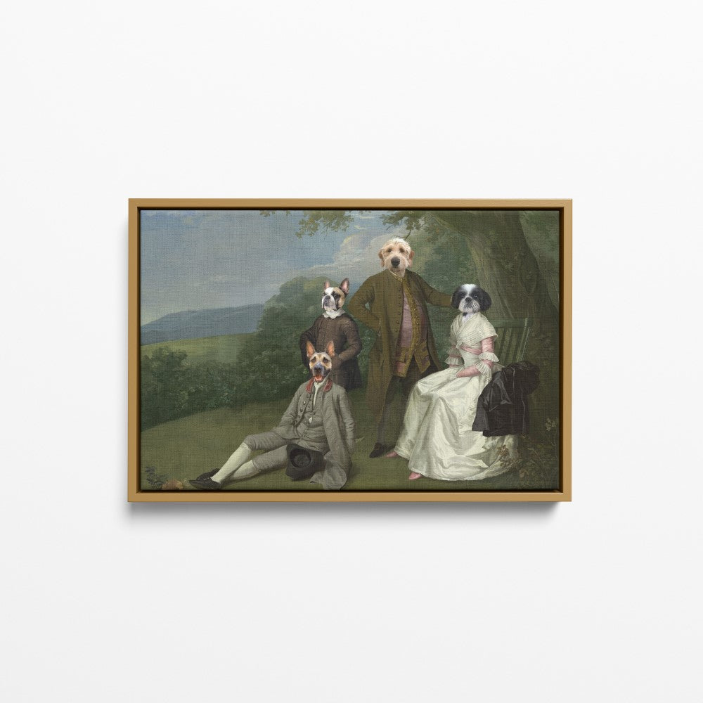 The Family Picnic (Four Pets) - Custom Pet Canvas