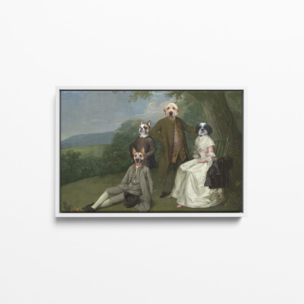 The Family Picnic (Four Pets) - Custom Pet Canvas