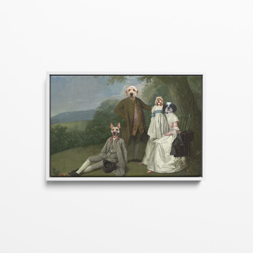 The Family Picnic (Four Pets) - Custom Pet Canvas