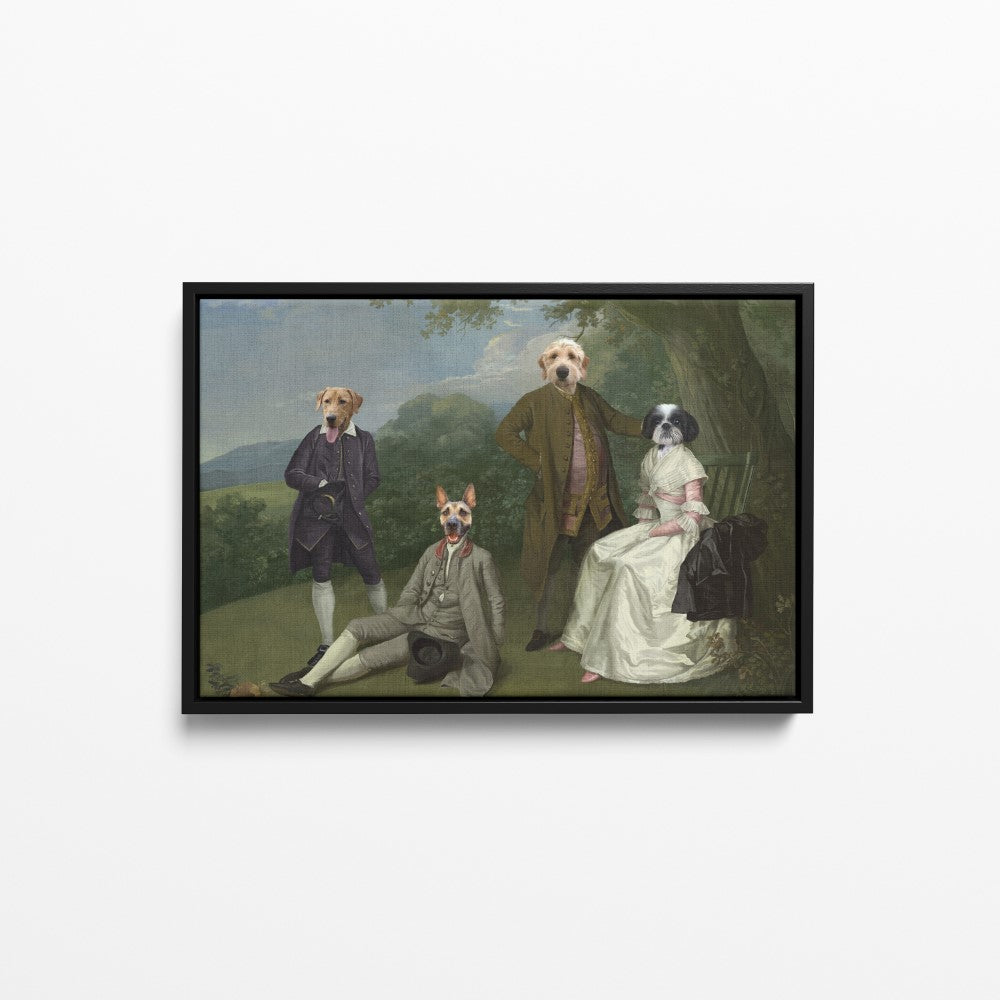 The Family Picnic (Four Pets) - Custom Pet Canvas