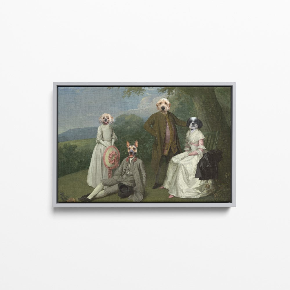 The Family Picnic (Four Pets) - Custom Pet Canvas