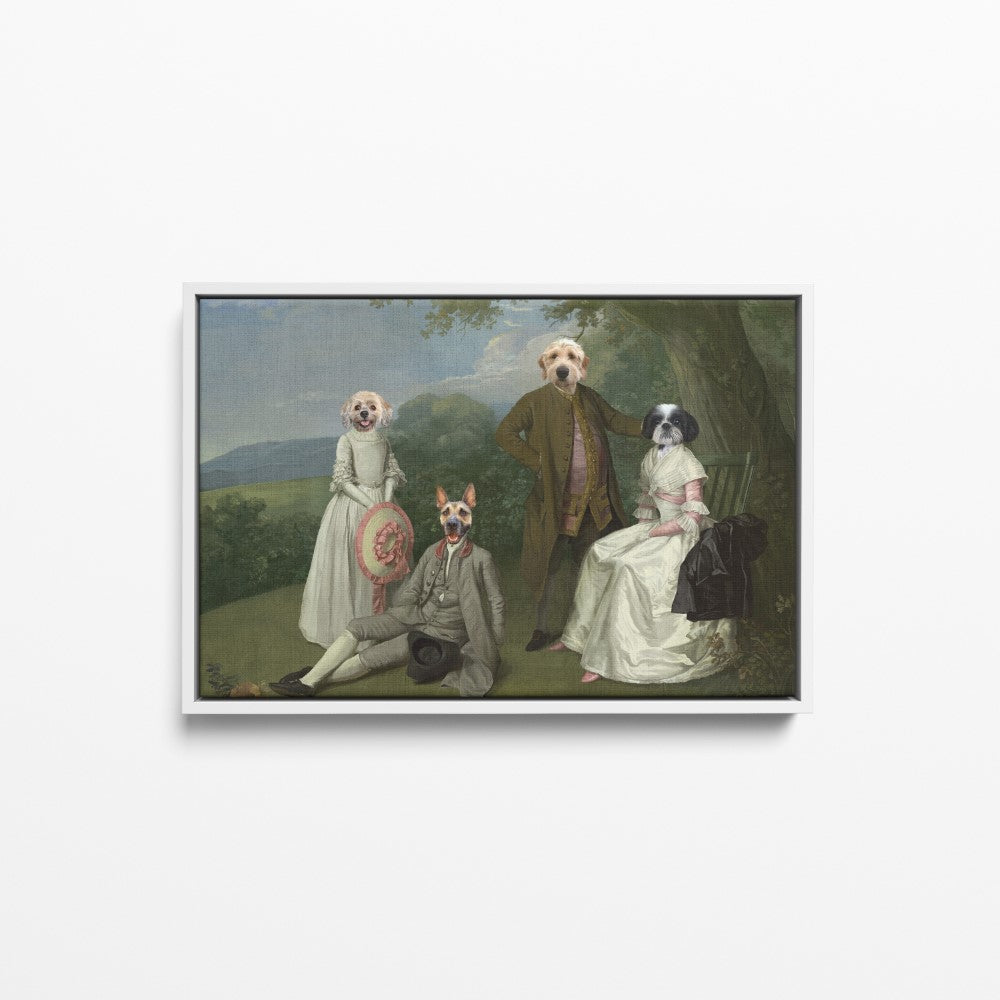 The Family Picnic (Four Pets) - Custom Pet Canvas