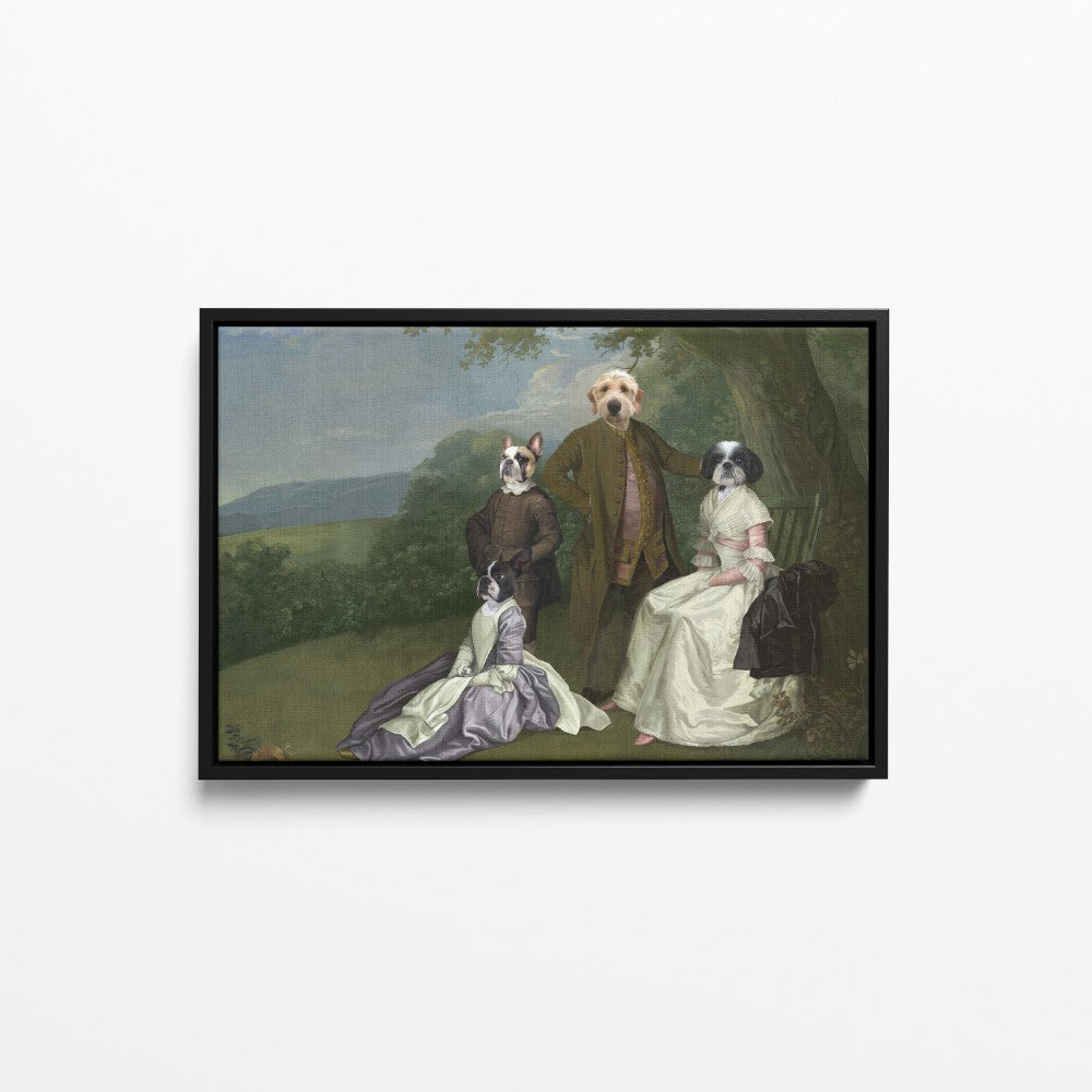 The Family Picnic (Four Pets) - Custom Pet Canvas