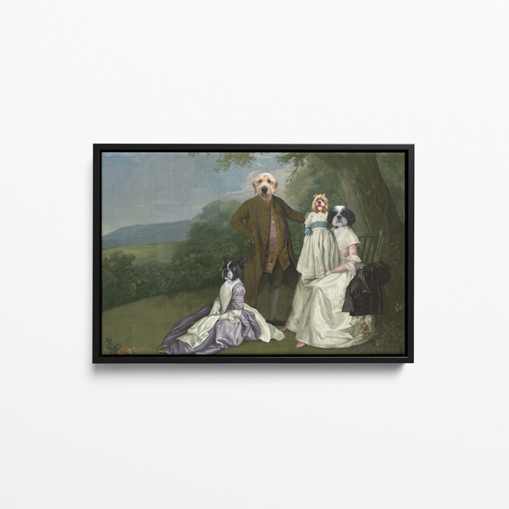 The Family Picnic (Four Pets) - Custom Pet Canvas