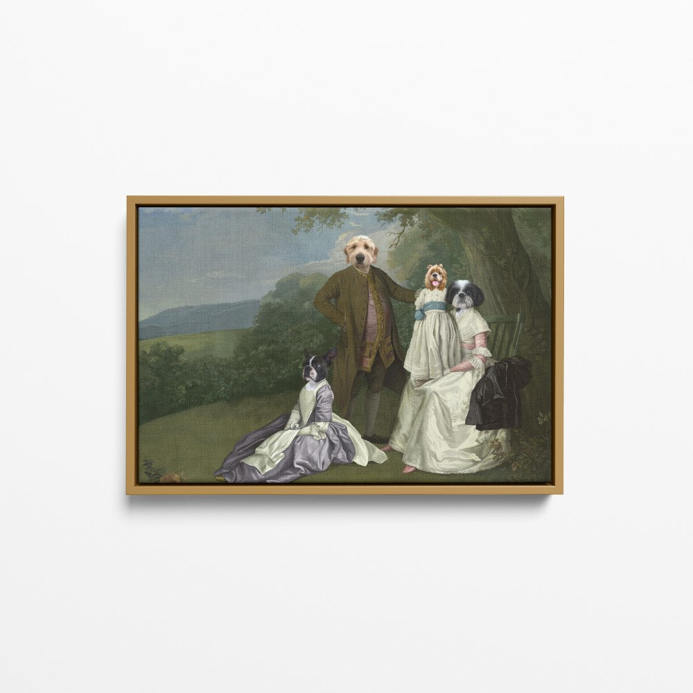 The Family Picnic (Four Pets) - Custom Pet Canvas