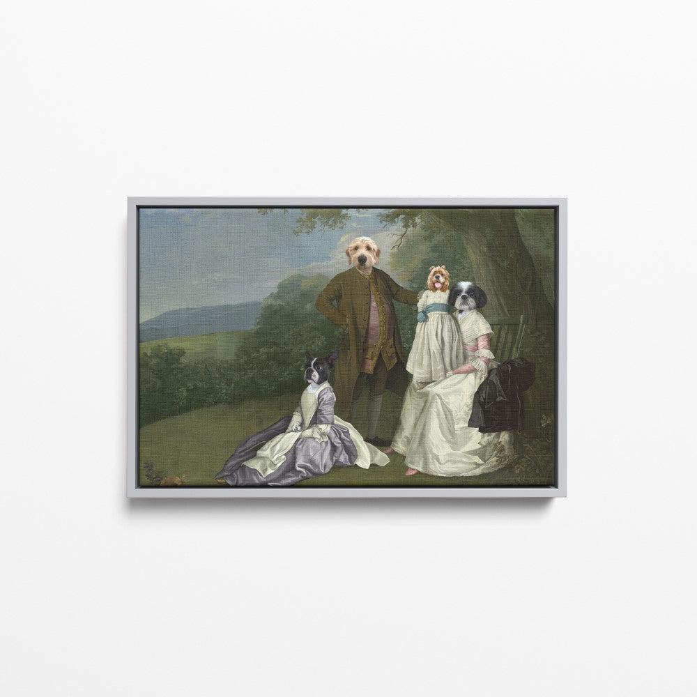 The Family Picnic (Four Pets) - Custom Pet Canvas