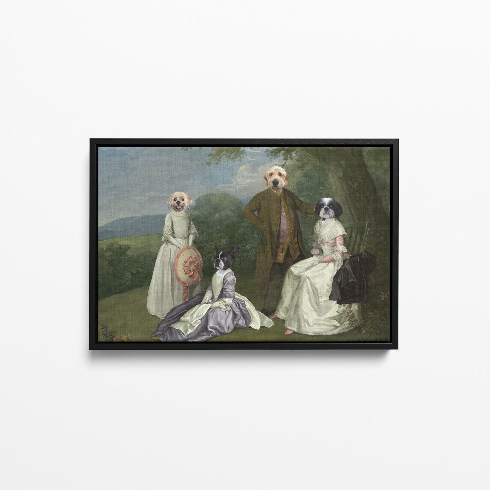 The Family Picnic (Four Pets) - Custom Pet Canvas