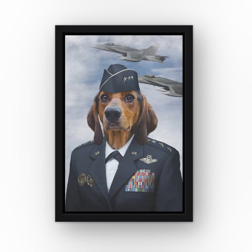 The Female Air Force custom pet canvas in a black floating frame