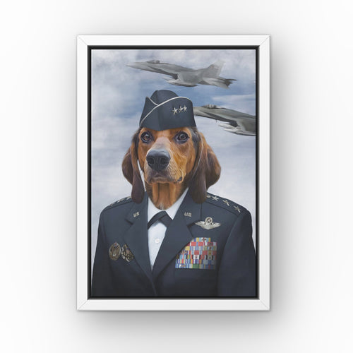 The Female Air Force custom pet canvas in a white floating frame