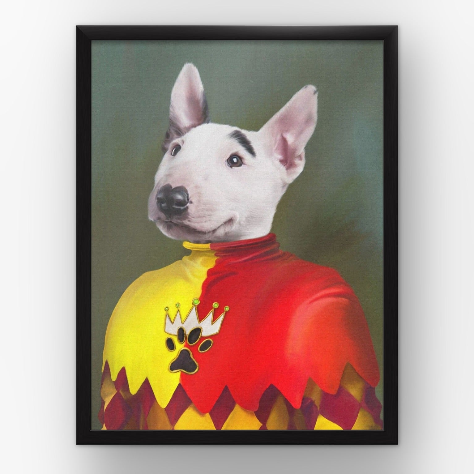 The Jester custom pet poster in a black frame